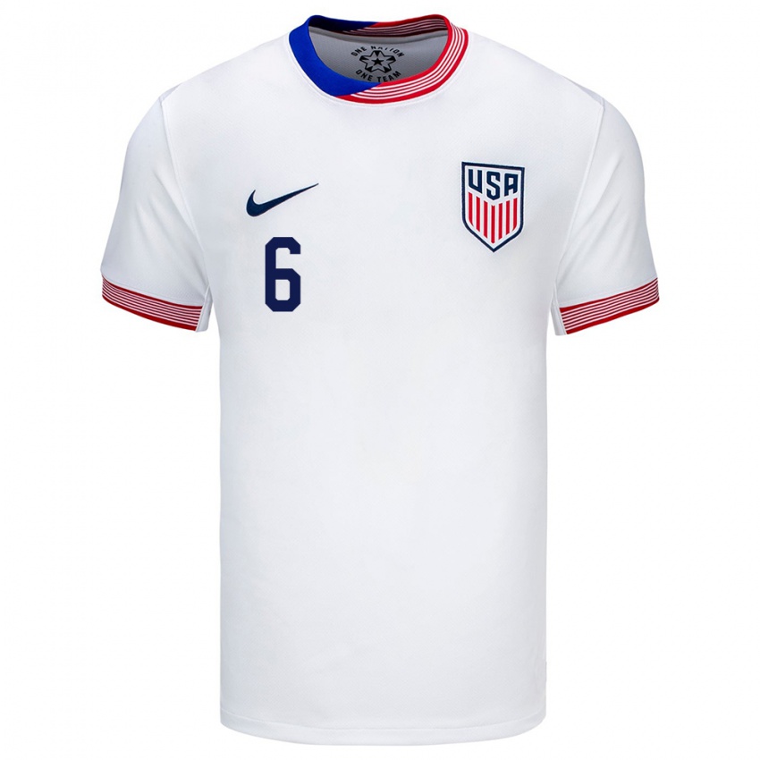 Criança Camisola Estados Unidos Trinity Rodman #6 Branco Principal 24-26 Camisa Brasil