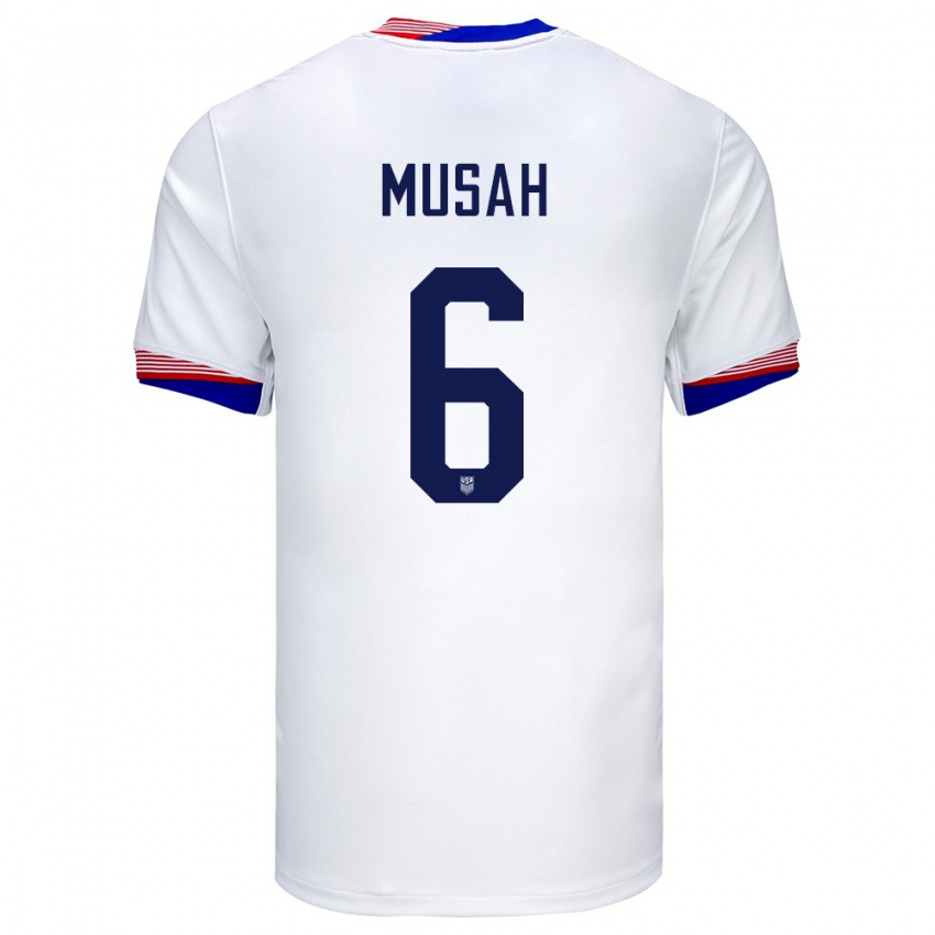 Criança Camisola Estados Unidos Yunus Musah #6 Branco Principal 24-26 Camisa Brasil