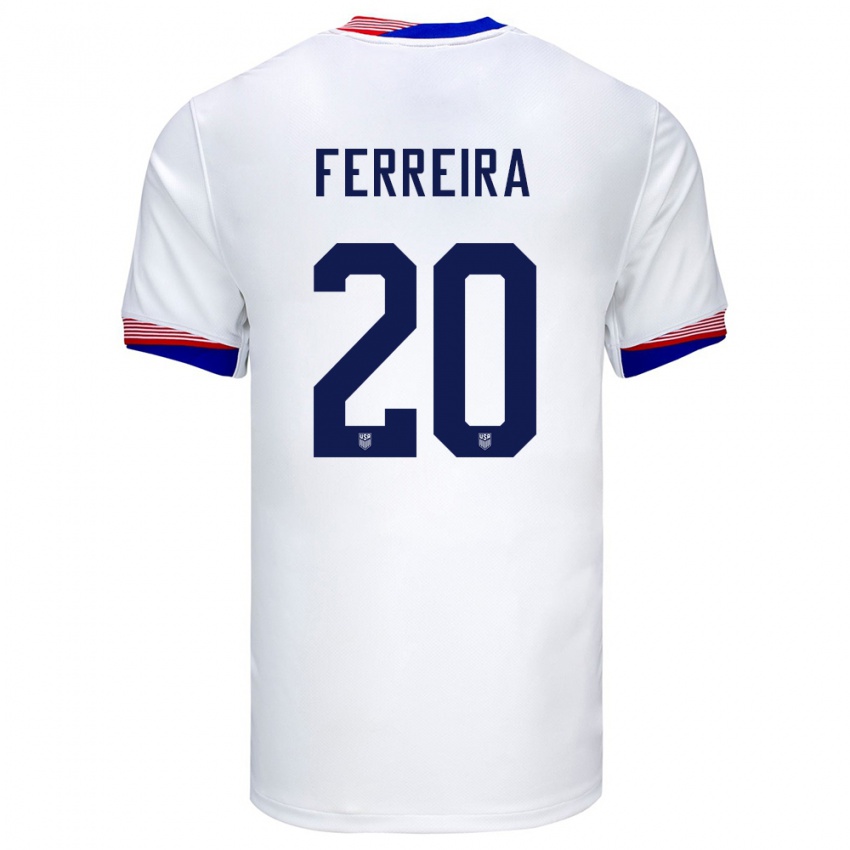 Criança Camisola Estados Unidos Jesus Ferreira #20 Branco Principal 24-26 Camisa Brasil