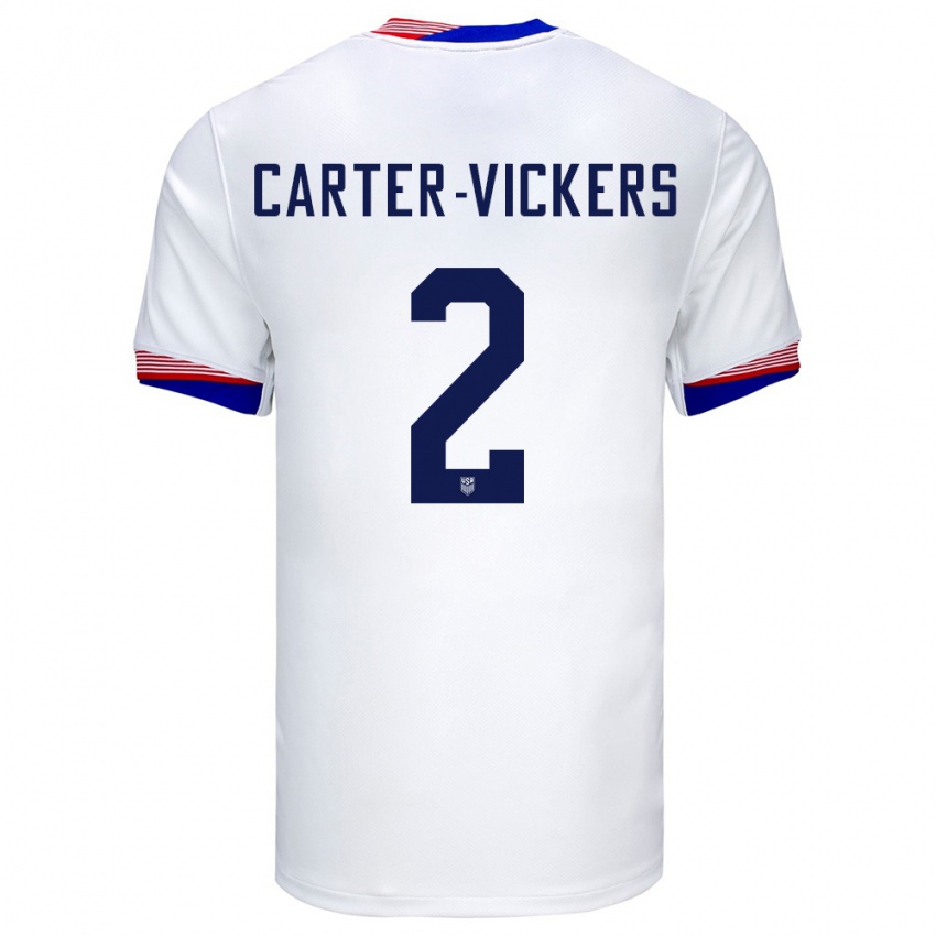 Criança Camisola Estados Unidos Cameron Carter-Vickers #2 Branco Principal 24-26 Camisa Brasil