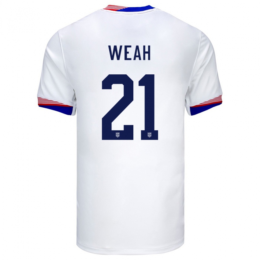 Criança Camisola Estados Unidos Timothy Weah #21 Branco Principal 24-26 Camisa Brasil