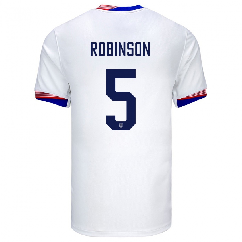 Criança Camisola Estados Unidos Antonee Robinson #5 Branco Principal 24-26 Camisa Brasil