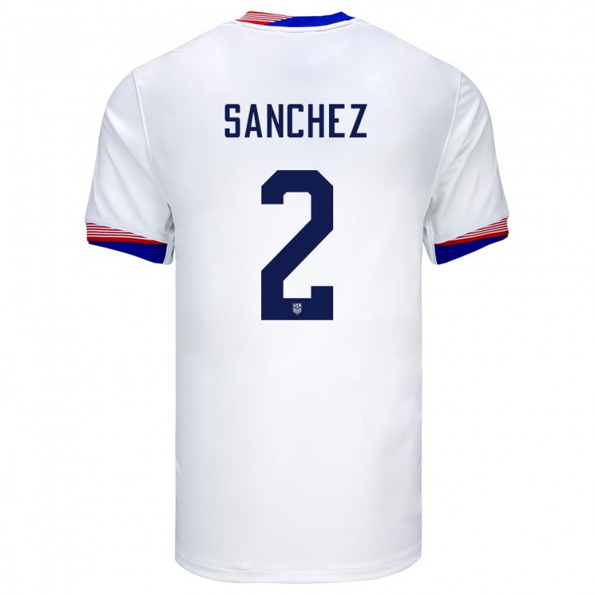 Criança Camisola Estados Unidos Ashley Sanchez #2 Branco Principal 24-26 Camisa Brasil