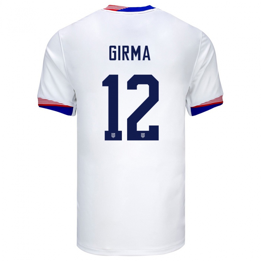 Criança Camisola Estados Unidos Naomi Girma #12 Branco Principal 24-26 Camisa Brasil