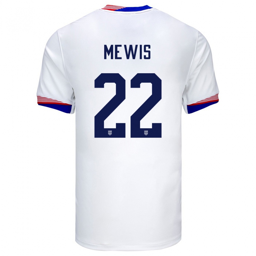 Criança Camisola Estados Unidos Kristie Mewis #22 Branco Principal 24-26 Camisa Brasil