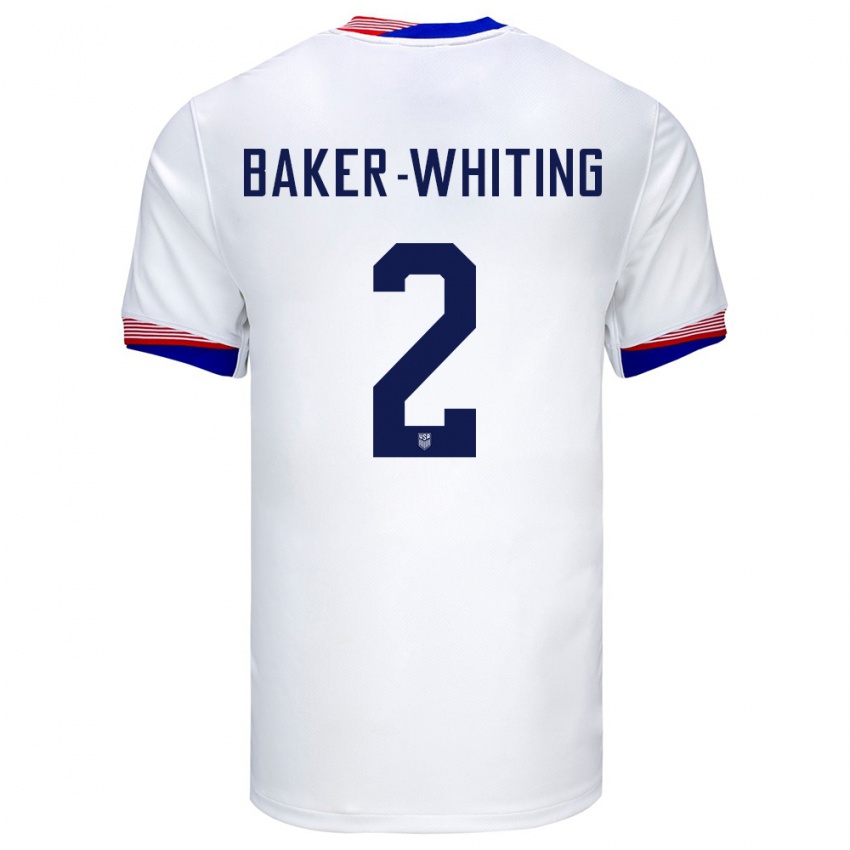 Criança Camisola Estados Unidos Reed Baker Whiting #2 Branco Principal 24-26 Camisa Brasil