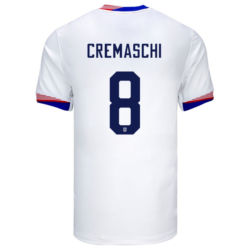 Criança Camisola Estados Unidos Benjamin Cremaschi #8 Branco Principal 24-26 Camisa Brasil