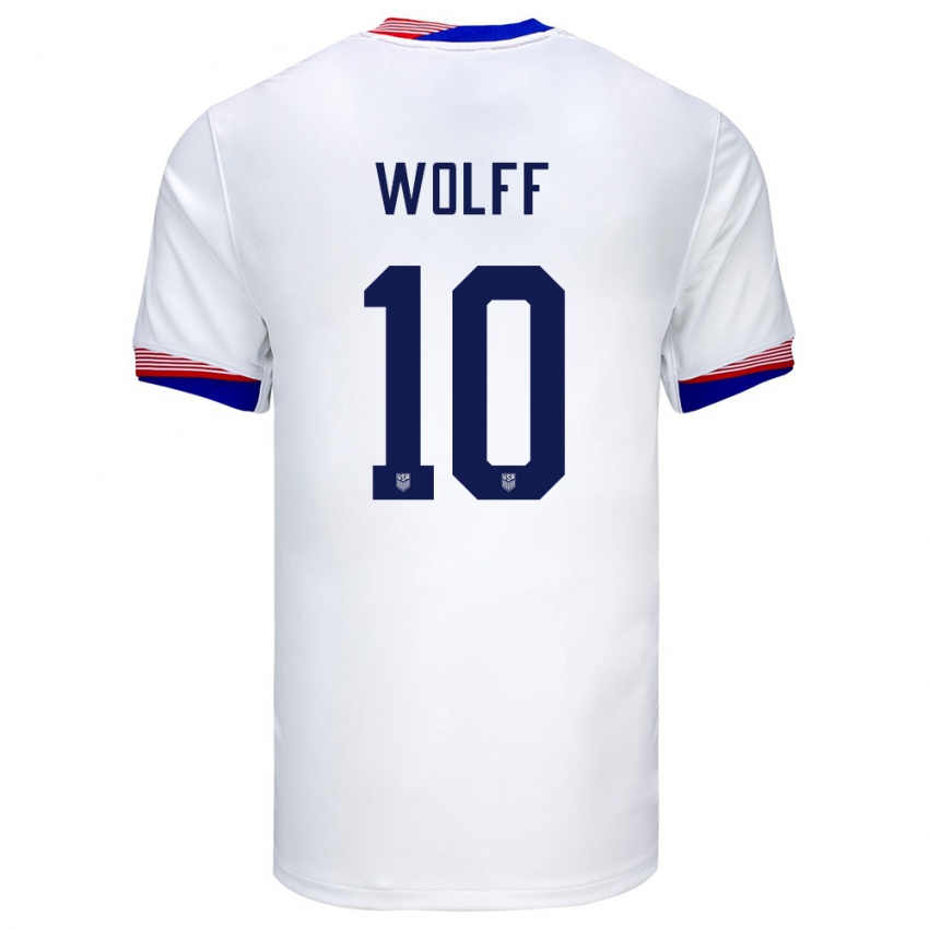 Criança Camisola Estados Unidos Owen Wolff #10 Branco Principal 24-26 Camisa Brasil