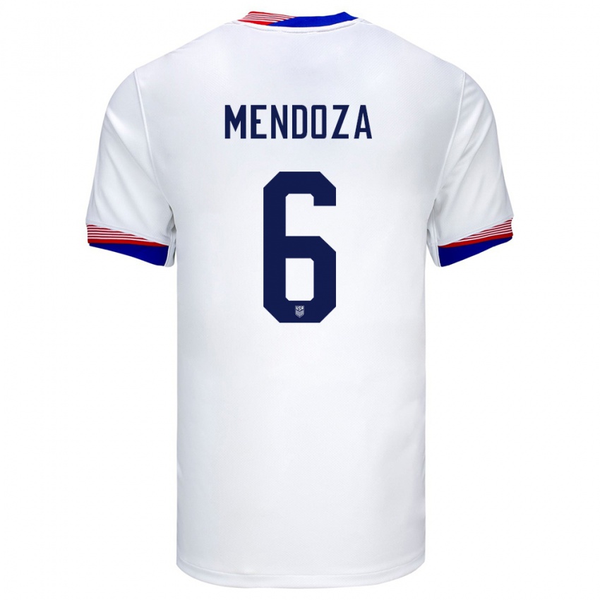 Criança Camisola Estados Unidos Edwyn Mendoza #6 Branco Principal 24-26 Camisa Brasil