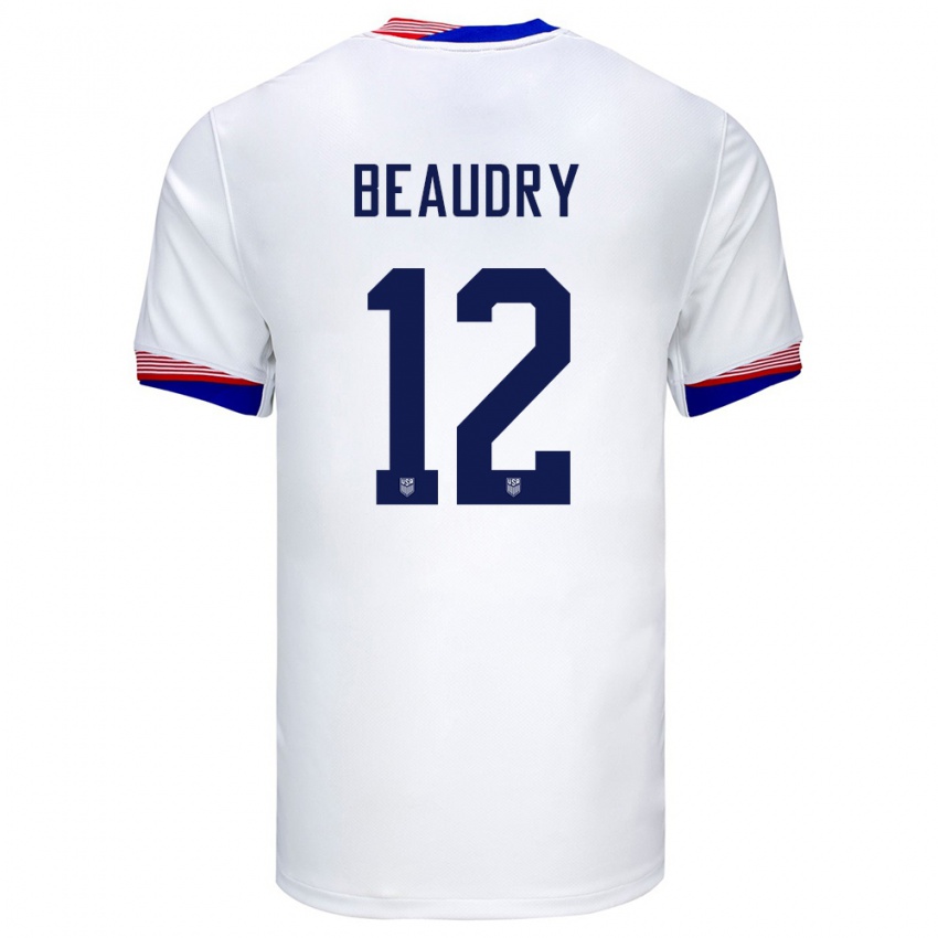 Criança Camisola Estados Unidos Adam Beaudry #12 Branco Principal 24-26 Camisa Brasil