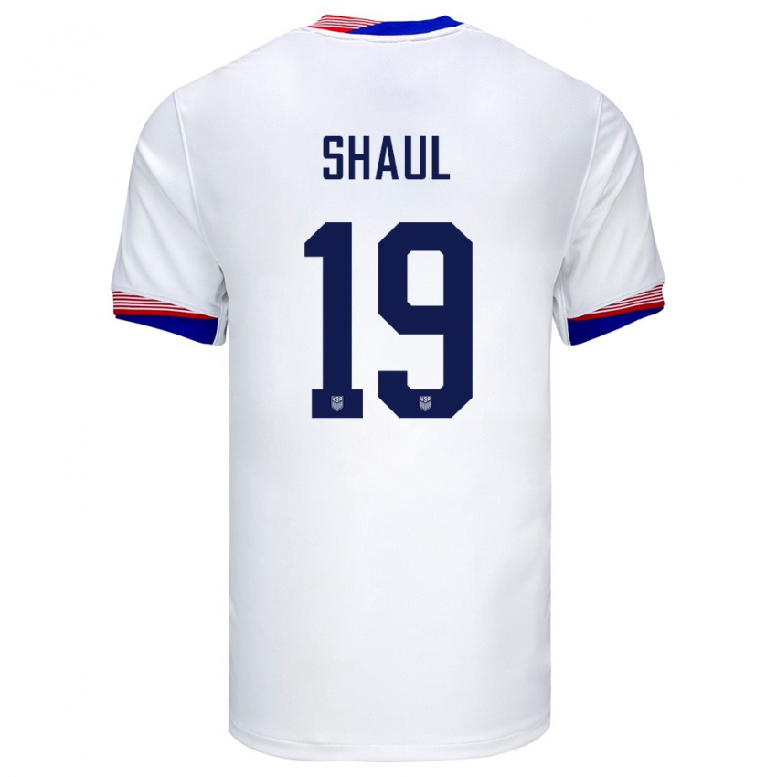 Criança Camisola Estados Unidos Ian Shaul #19 Branco Principal 24-26 Camisa Brasil