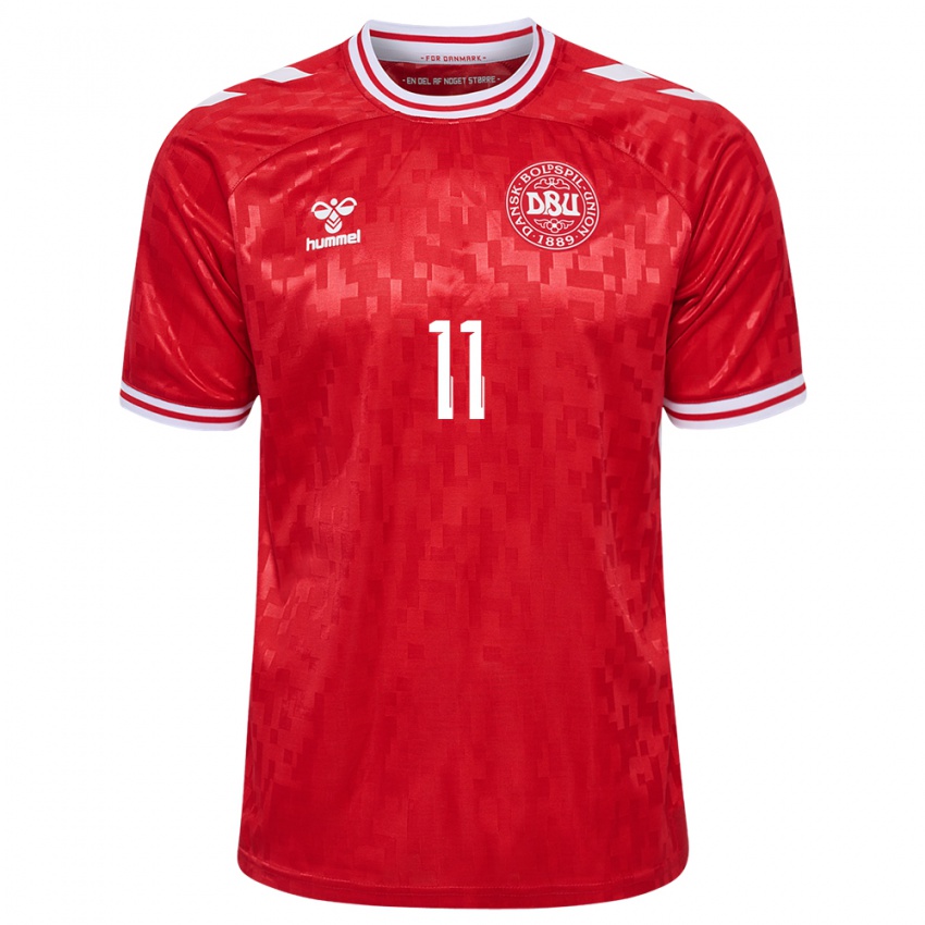 Criança Camisola Dinamarca Andreas Skov Olsen #11 Vermelho Principal 24-26 Camisa Brasil