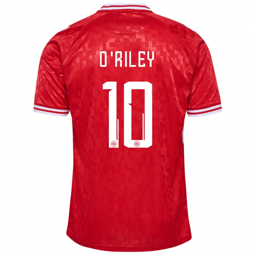 Criança Camisola Dinamarca Matt O Riley #10 Vermelho Principal 24-26 Camisa Brasil