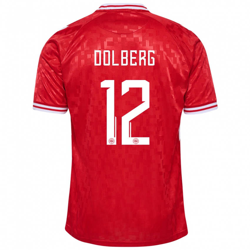 Criança Camisola Dinamarca Kasper Dolberg #12 Vermelho Principal 24-26 Camisa Brasil