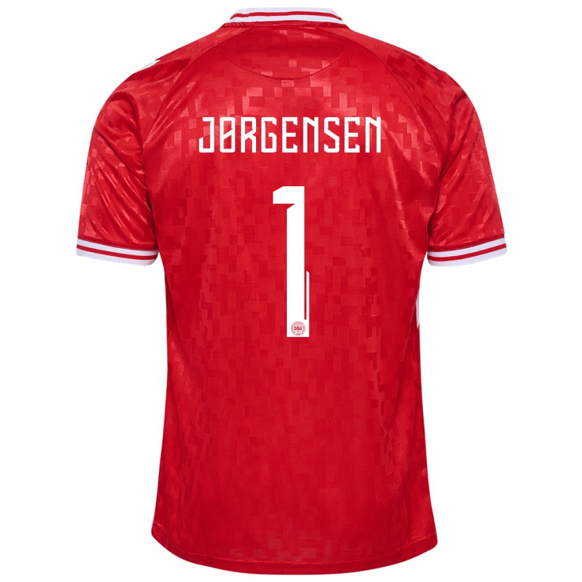 Criança Camisola Dinamarca Filip Jørgensen #1 Vermelho Principal 24-26 Camisa Brasil