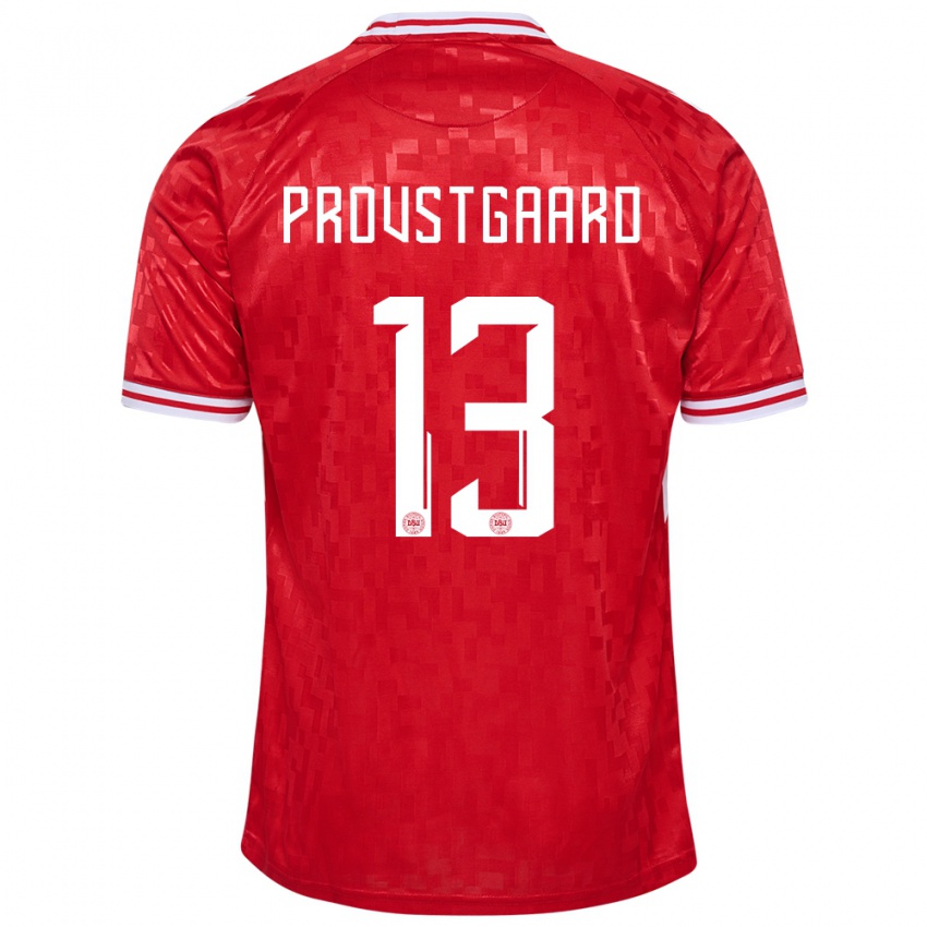 Criança Camisola Dinamarca Oliver Provstgaard #13 Vermelho Principal 24-26 Camisa Brasil