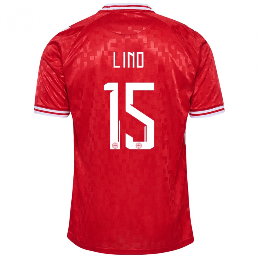 Criança Camisola Dinamarca Victor Lind #15 Vermelho Principal 24-26 Camisa Brasil