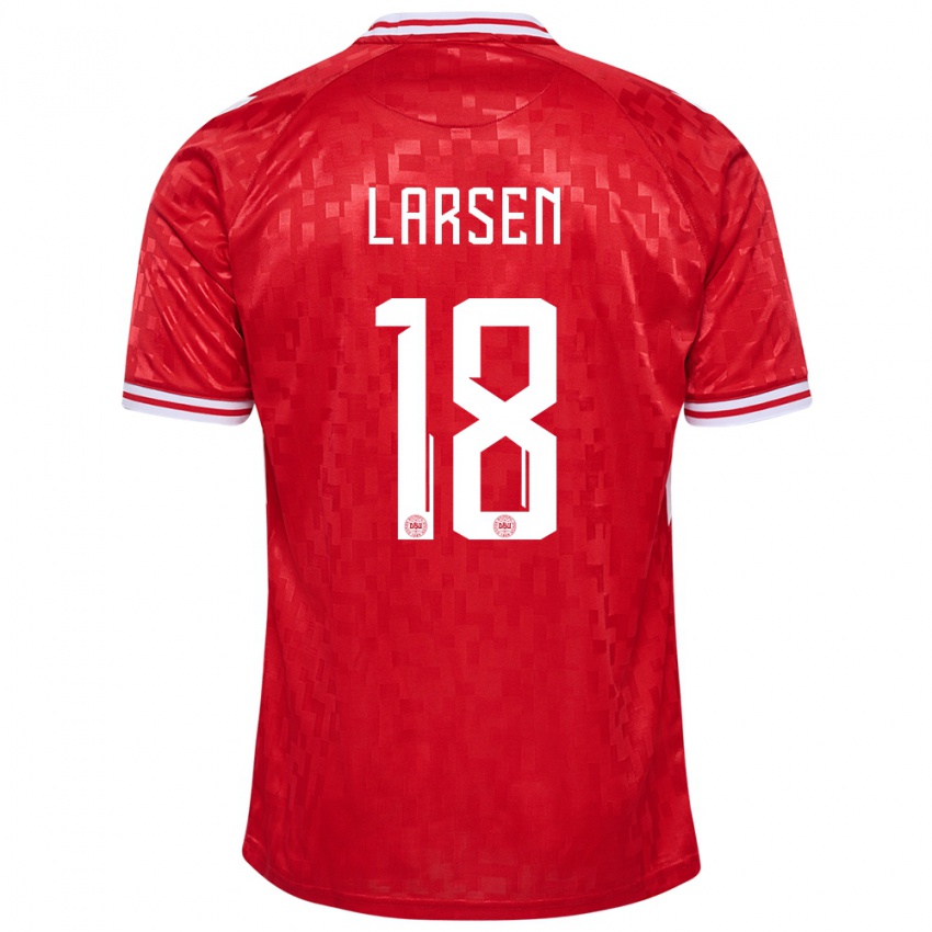 Criança Camisola Dinamarca Lukas Larsen #18 Vermelho Principal 24-26 Camisa Brasil