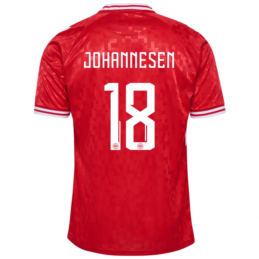 Criança Camisola Dinamarca Sofus Johannesen #18 Vermelho Principal 24-26 Camisa Brasil