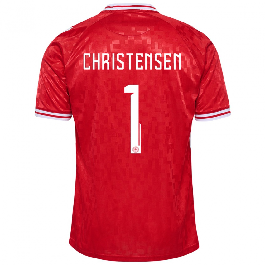 Criança Camisola Dinamarca Lene Christensen #1 Vermelho Principal 24-26 Camisa Brasil