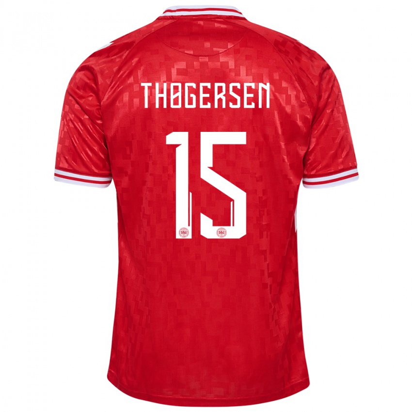 Criança Camisola Dinamarca Frederikke Thøgersen #15 Vermelho Principal 24-26 Camisa Brasil