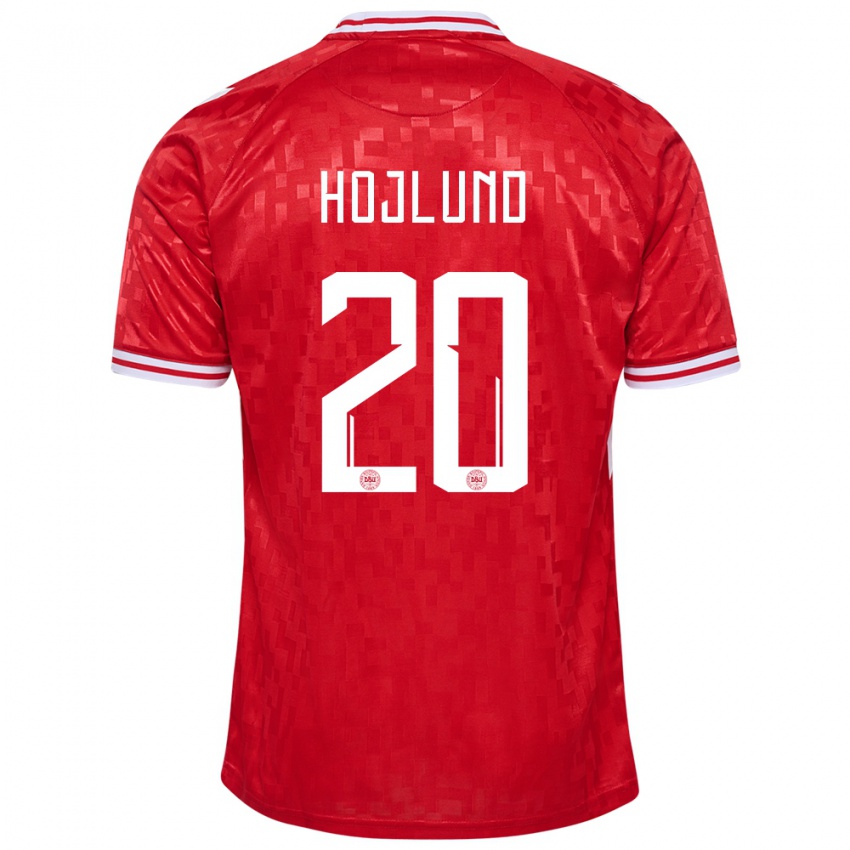 Criança Camisola Dinamarca Rasmus Hojlund #20 Vermelho Principal 24-26 Camisa Brasil