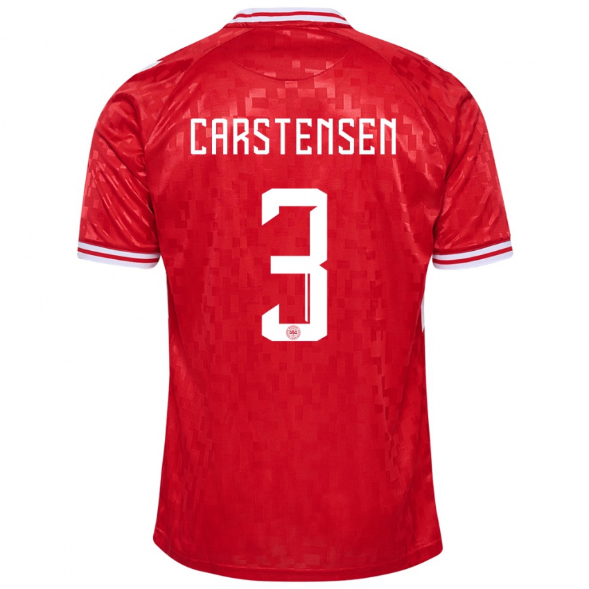 Criança Camisola Dinamarca Rasmus Carstensen #3 Vermelho Principal 24-26 Camisa Brasil
