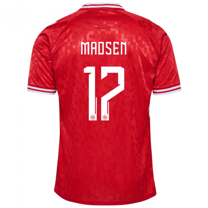 Criança Camisola Dinamarca Nicolas Madsen #17 Vermelho Principal 24-26 Camisa Brasil