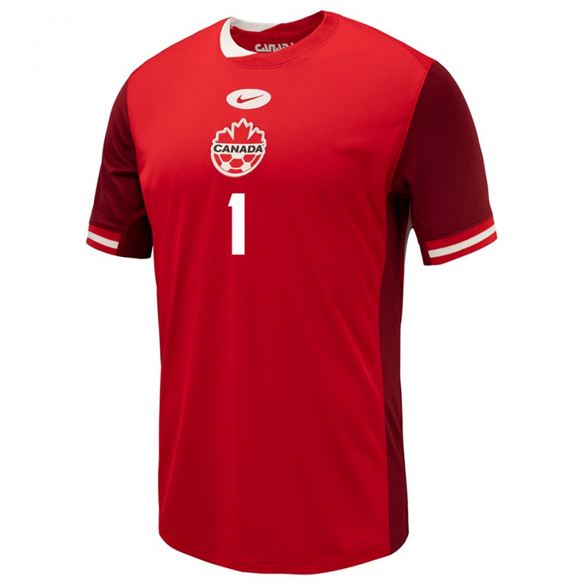 Criança Camisola Canadá Kailen Sheridan #1 Vermelho Principal 24-26 Camisa Brasil