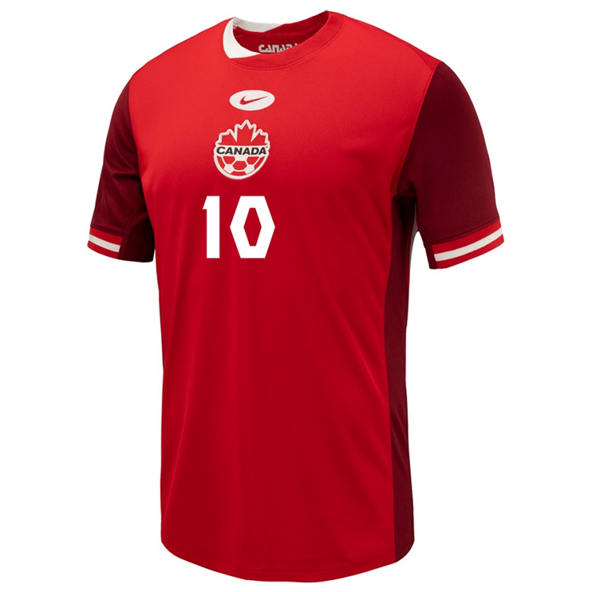 Criança Camisola Canadá David Junior Hoilett #10 Vermelho Principal 24-26 Camisa Brasil