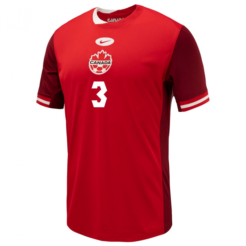 Criança Camisola Canadá Zorhan Bassong #3 Vermelho Principal 24-26 Camisa Brasil