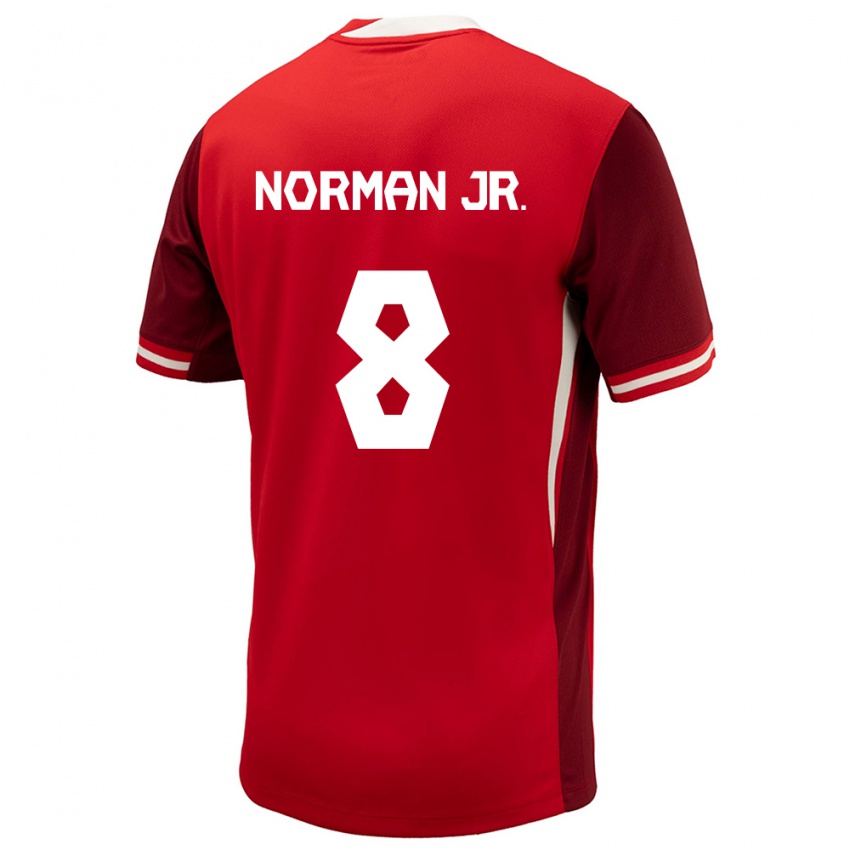 Criança Camisola Canadá David Norman Jr. #8 Vermelho Principal 24-26 Camisa Brasil