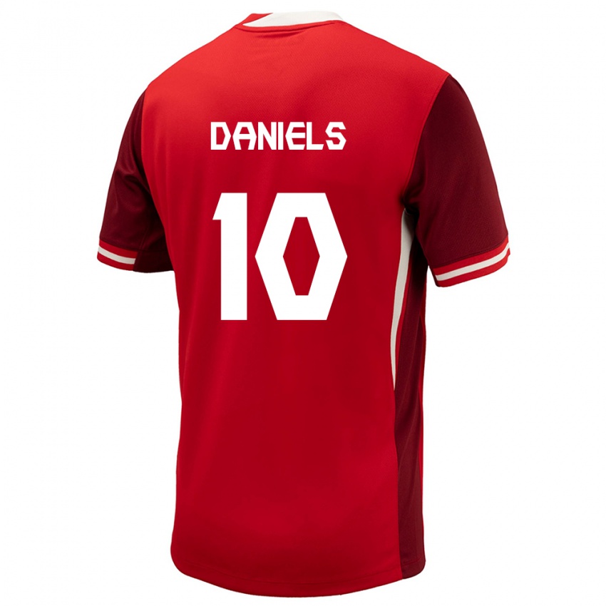 Criança Camisola Canadá Aidan Daniels #10 Vermelho Principal 24-26 Camisa Brasil