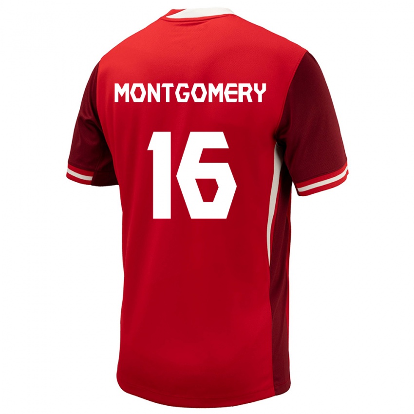 Criança Camisola Canadá Callum Montgomery #16 Vermelho Principal 24-26 Camisa Brasil