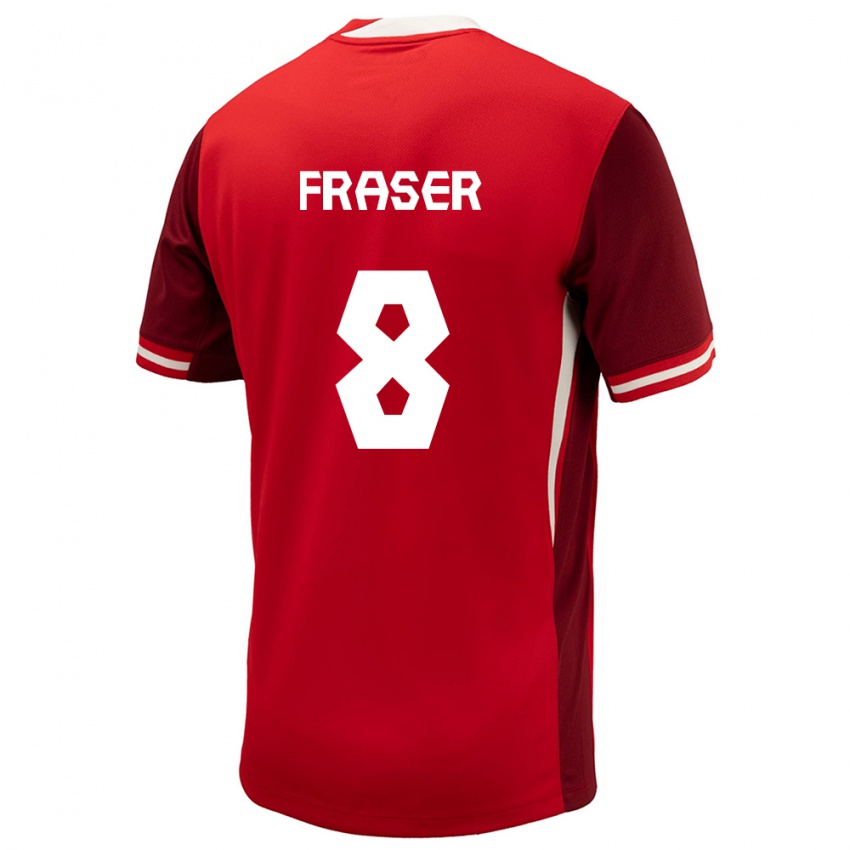 Criança Camisola Canadá Liam Fraser #8 Vermelho Principal 24-26 Camisa Brasil