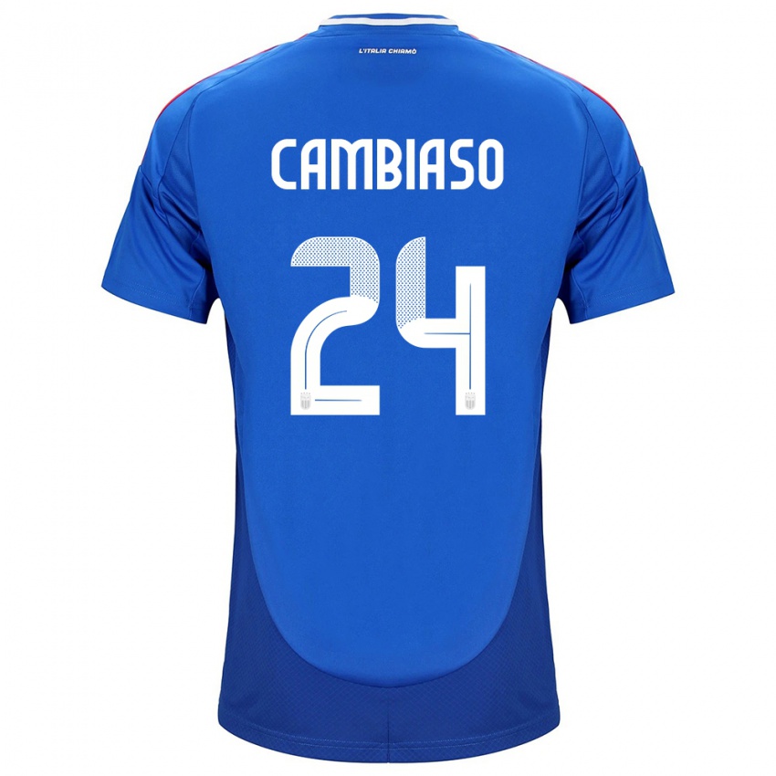 Criança Camisola Itália Andrea Cambiaso #24 Azul Principal 24-26 Camisa Brasil
