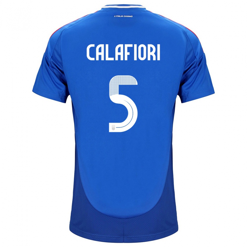 Criança Camisola Itália Riccardo Calafiori #5 Azul Principal 24-26 Camisa Brasil