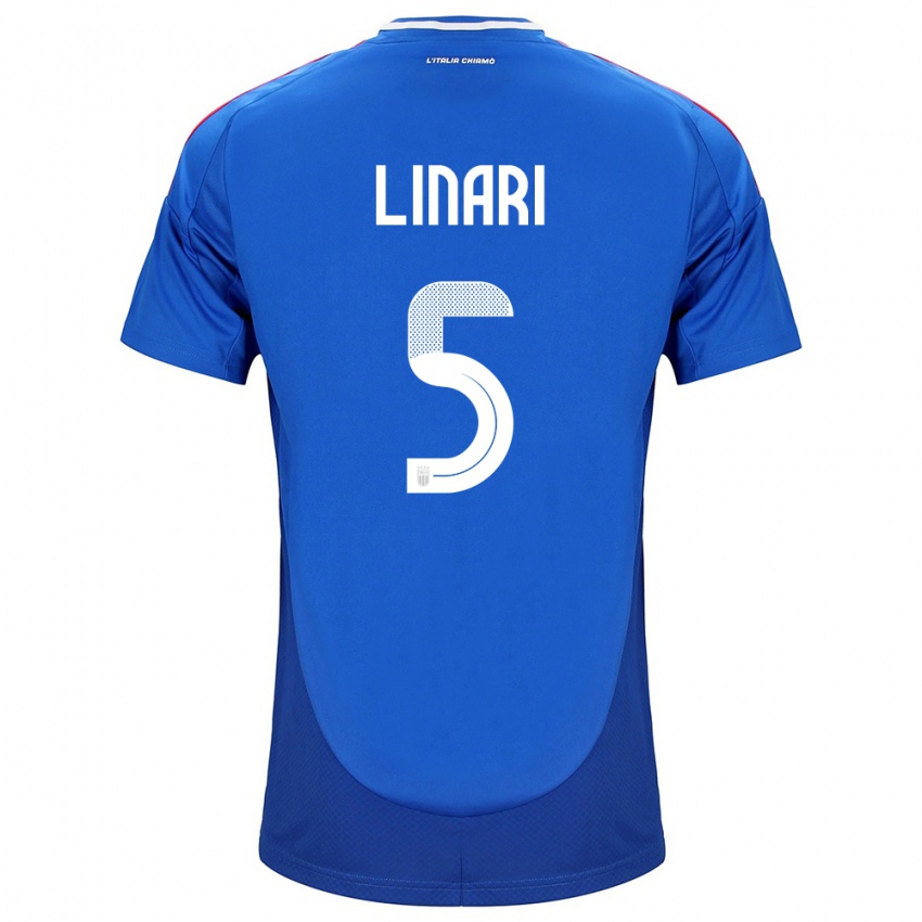 Criança Camisola Itália Elena Linari #5 Azul Principal 24-26 Camisa Brasil