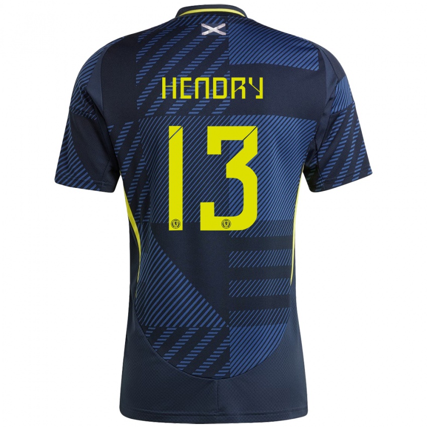 Criança Camisola Escócia Jack Hendry #13 Azul Escuro Principal 24-26 Camisa Brasil