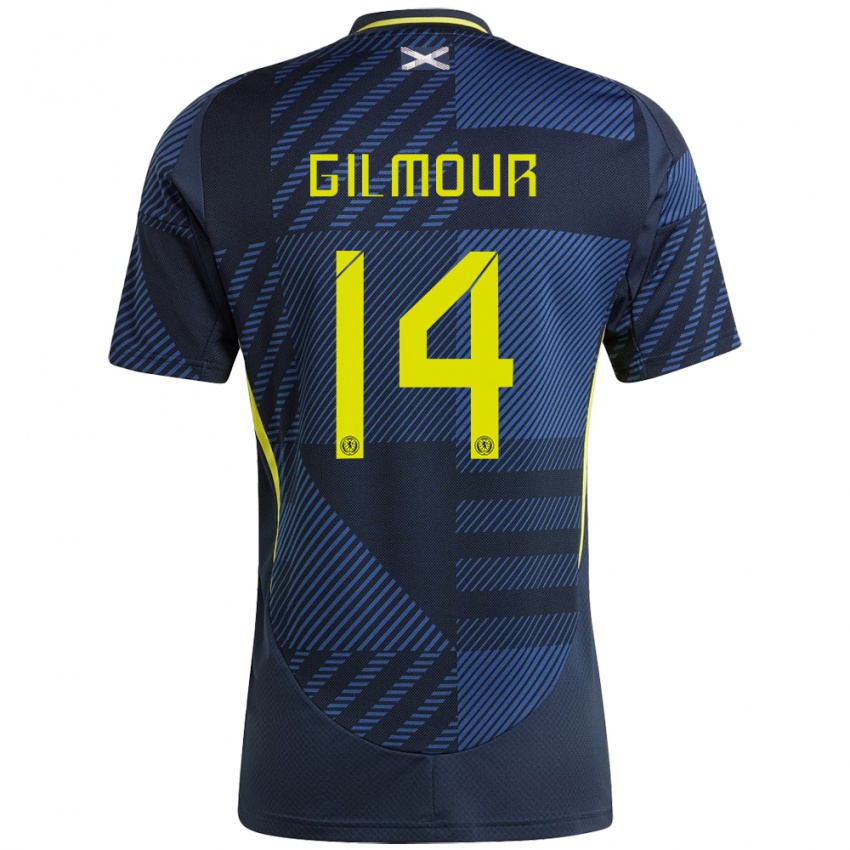 Criança Camisola Escócia Billy Gilmour #14 Azul Escuro Principal 24-26 Camisa Brasil