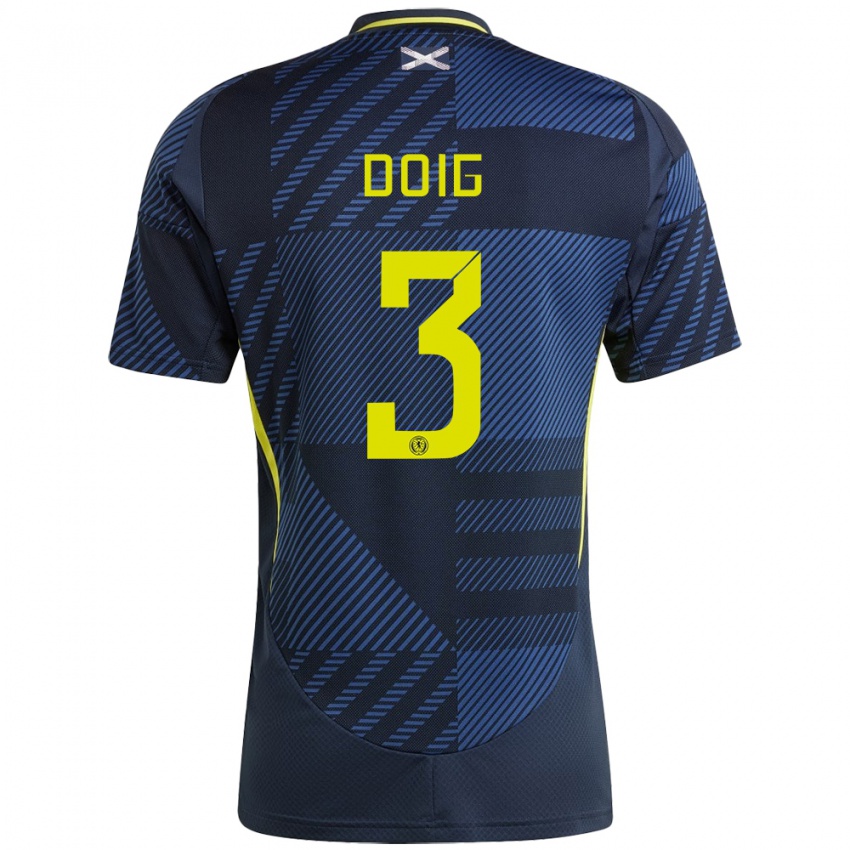 Criança Camisola Escócia Josh Doig #3 Azul Escuro Principal 24-26 Camisa Brasil