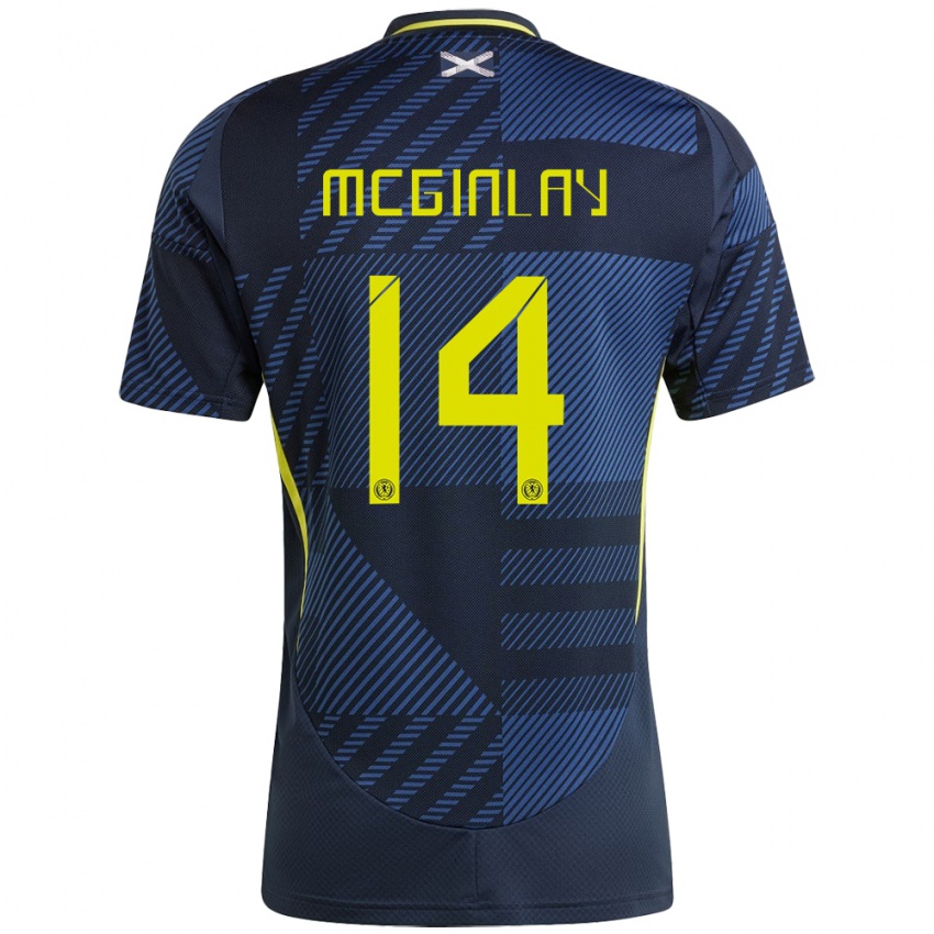 Criança Camisola Escócia Aiden Mcginlay #14 Azul Escuro Principal 24-26 Camisa Brasil