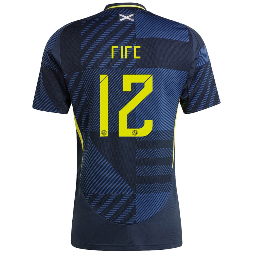 Criança Camisola Escócia Jenna Fife #12 Azul Escuro Principal 24-26 Camisa Brasil