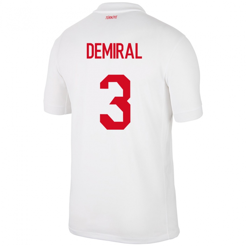 Criança Camisola Turquia Merih Demiral #3 Branco Principal 24-26 Camisa Brasil