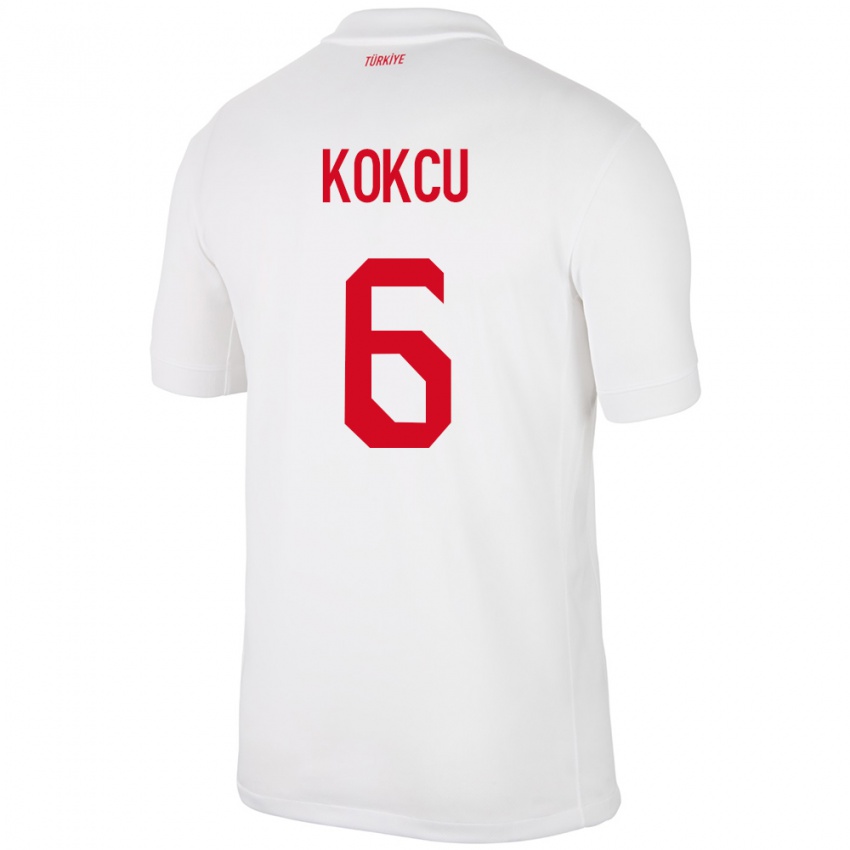 Criança Camisola Turquia Orkun Kökçü #6 Branco Principal 24-26 Camisa Brasil