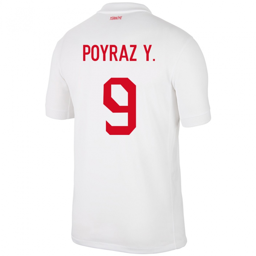 Criança Camisola Turquia Poyraz Yıldırım #9 Branco Principal 24-26 Camisa Brasil