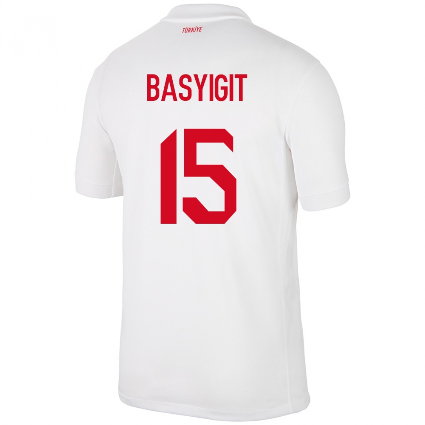 Criança Camisola Turquia Emirhan Başyiğit #15 Branco Principal 24-26 Camisa Brasil