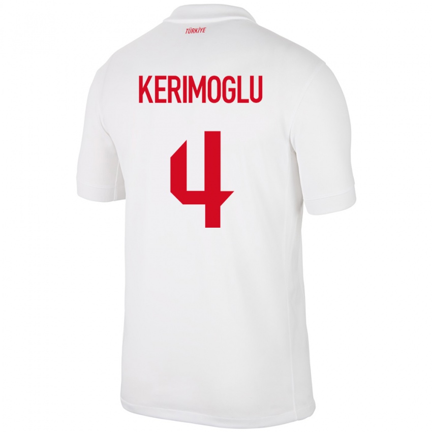 Criança Camisola Turquia Zeynap Kerimoğlu #4 Branco Principal 24-26 Camisa Brasil