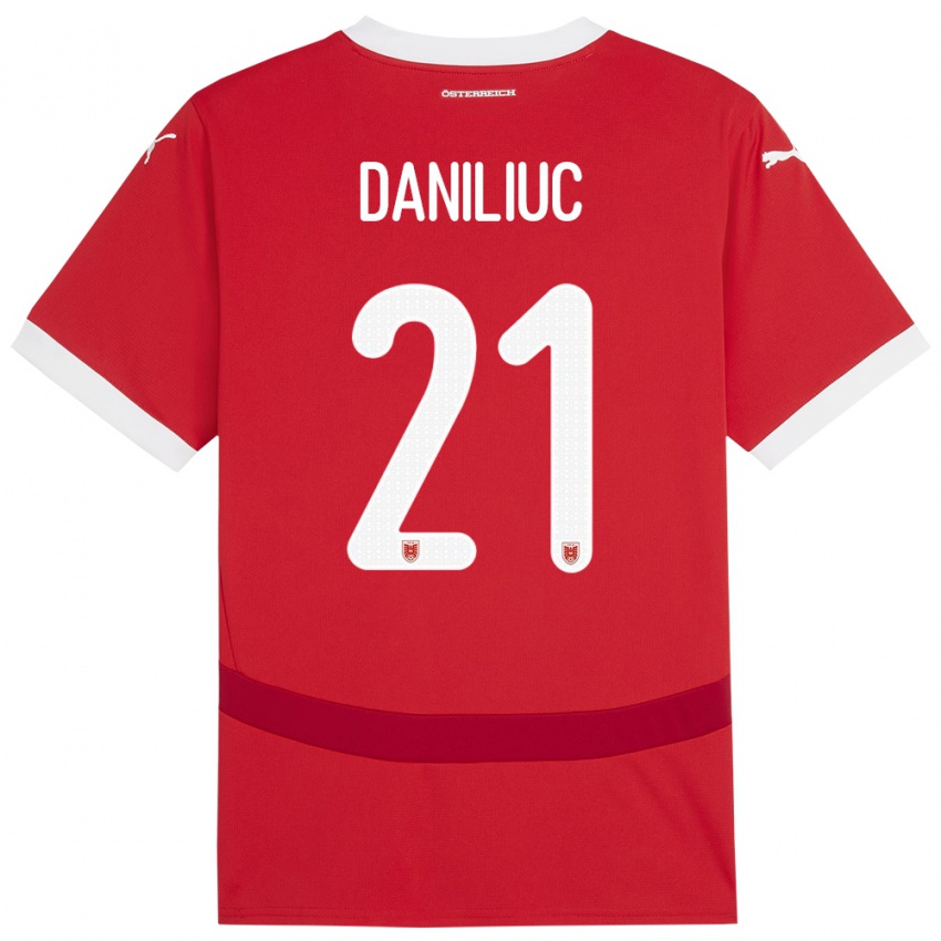 Criança Camisola Áustria Flavius Daniliuc #21 Vermelho Principal 24-26 Camisa Brasil