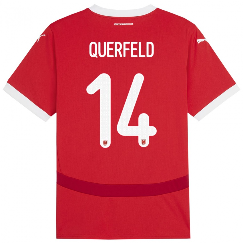 Criança Camisola Áustria Leopold Querfeld #14 Vermelho Principal 24-26 Camisa Brasil